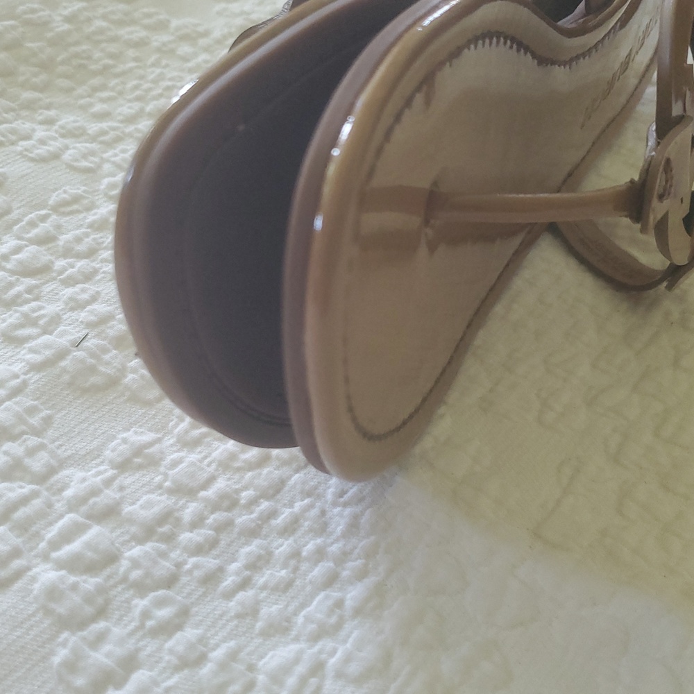 TORY BURCH MILLER SANDALS /SIZE:10 /COLOR:TAN /SHINY - Picture 14 of 14